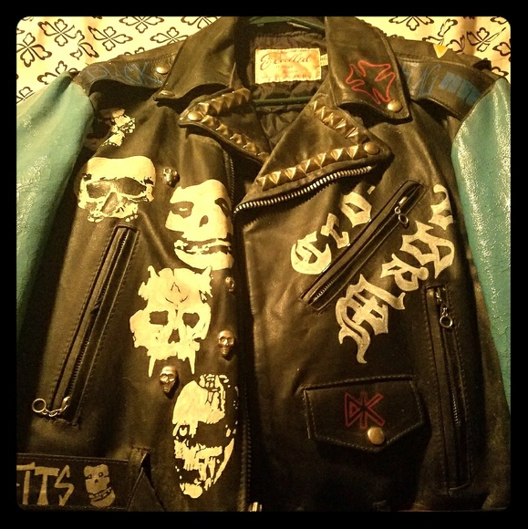 Jackets & Blazers - Custom hand painted leather punk jacket